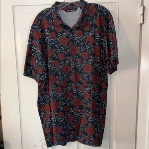 TRAVIS MATHEW Men's Polo Shirt Blue Red Size XXL Scenic Pass Floral Golf Preppy